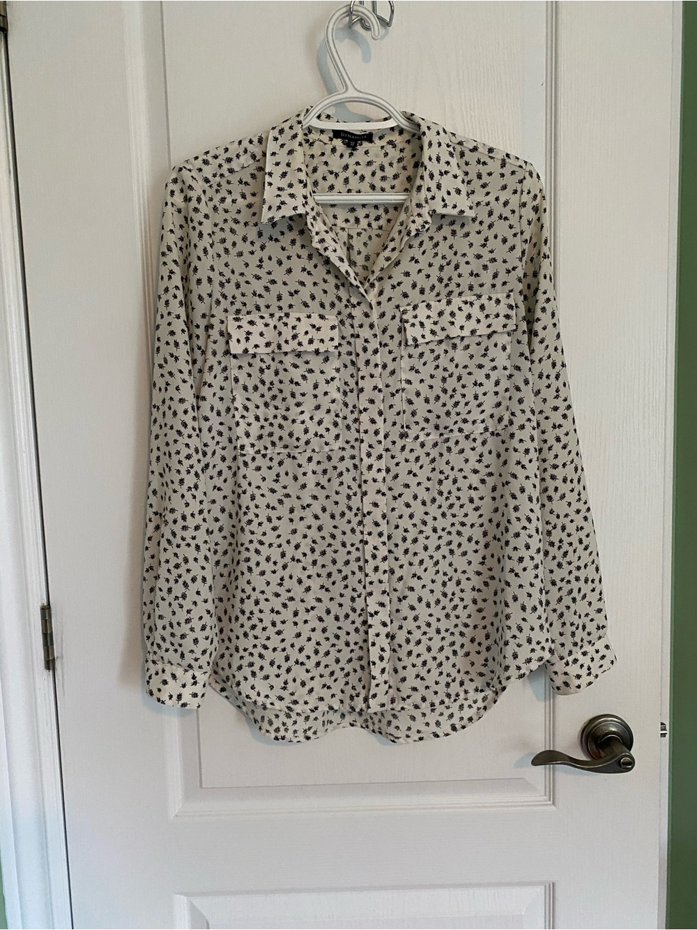 Dynamite micro-floral button-down utility blouse